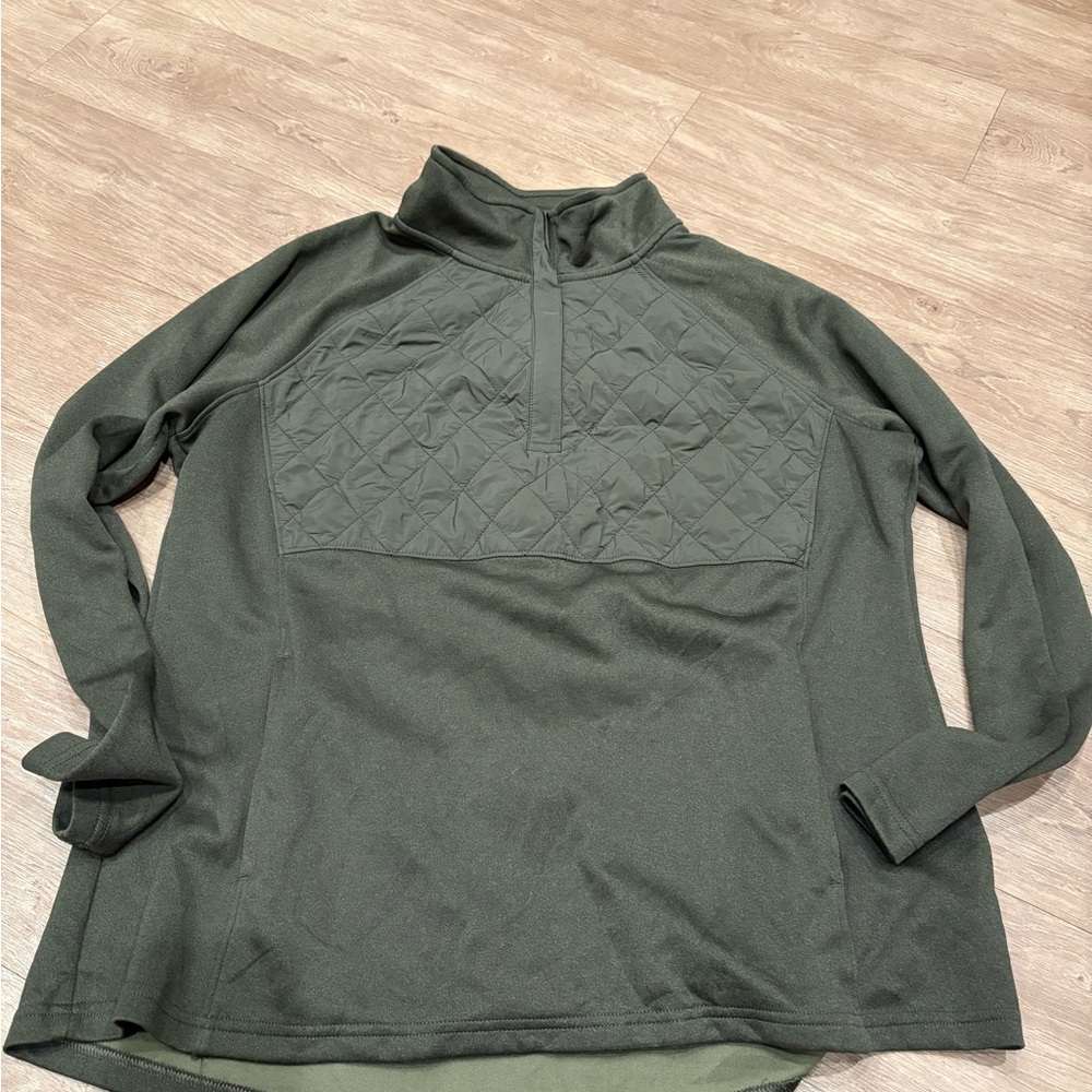 Avia women’s Olive Green Quilted Chest Half-Zip Sweater